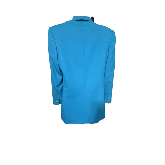 Womens Sz 6 Blazer Jacket 100% Wool Teal Grannycore Boho Work Professional Prep - Picture 5 of 12